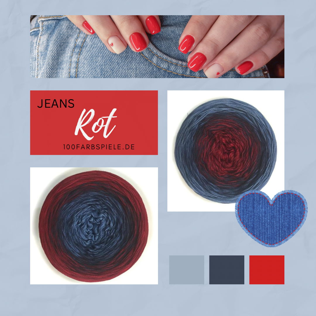 ** JEANS ROT ** Unikat  Classic&PREMIUM - 100Farbspiele