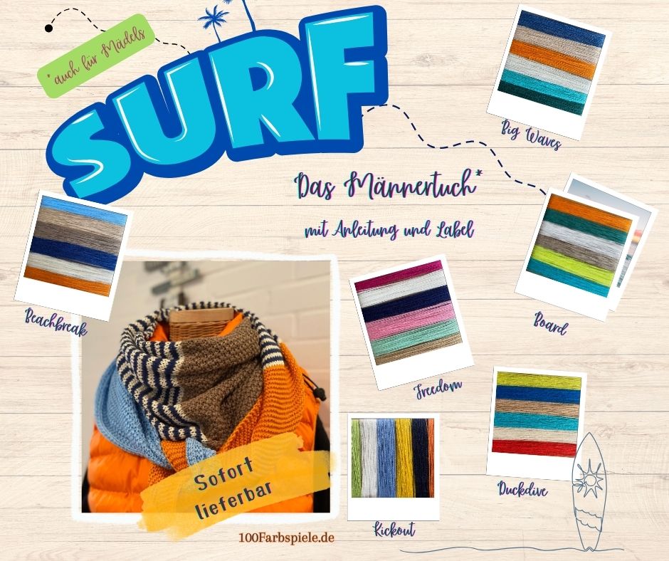 SURF - Das Männertuch - mit Anleitung und Label - 100Farbspiele