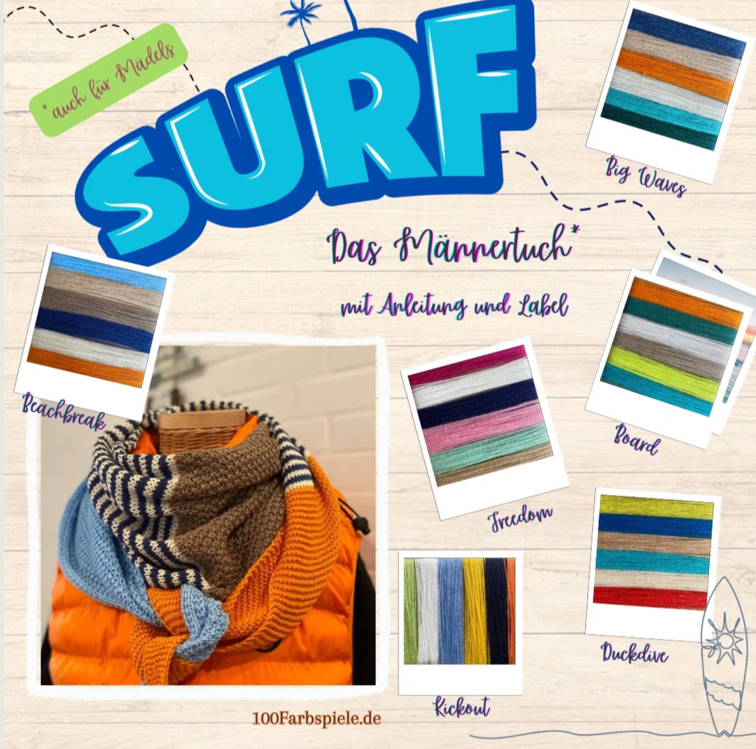100Farbspiele Strickanleitung SURF - Das Männertuch - DOWNLOAD - 100Farbspiele