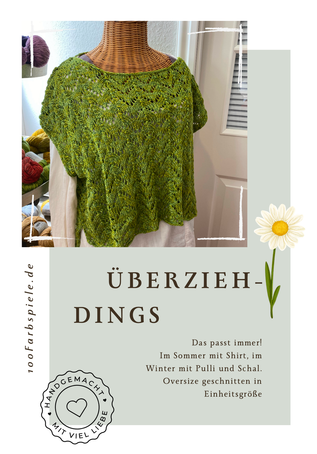 100Farbspiele Strickanleitung "Überziehdings" TOP - DOWNLOAD - - 100Farbspiele