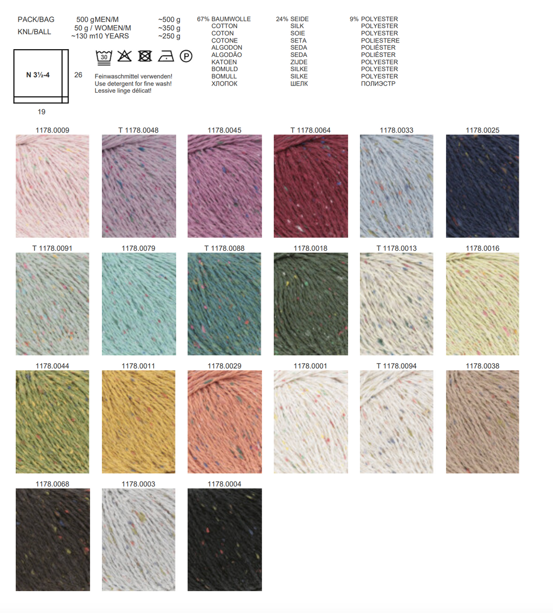 LANGYARNS Cotton Tweed  130m/50g in 21 Farben *NEU* Sommer 26 - 100Farbspiele