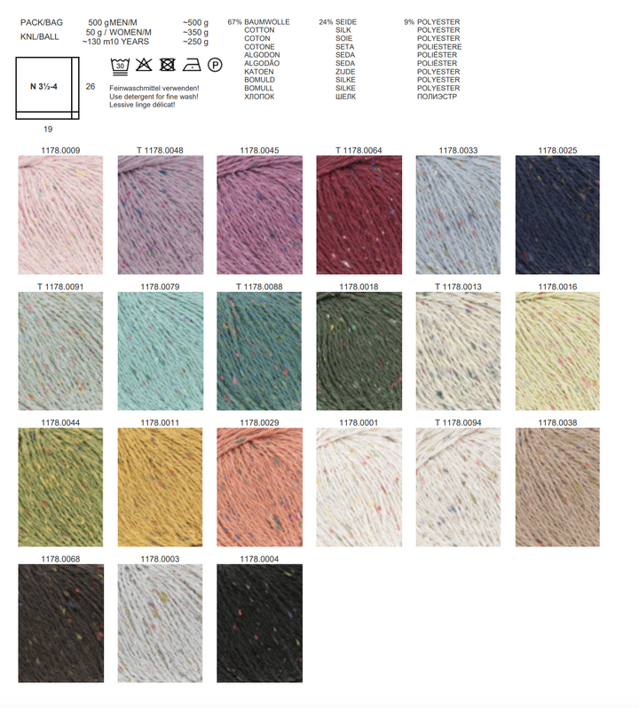 LANGYARNS Cotton Tweed  130m/50g in 21 Farben *NEU* Sommer 26 - 100Farbspiele