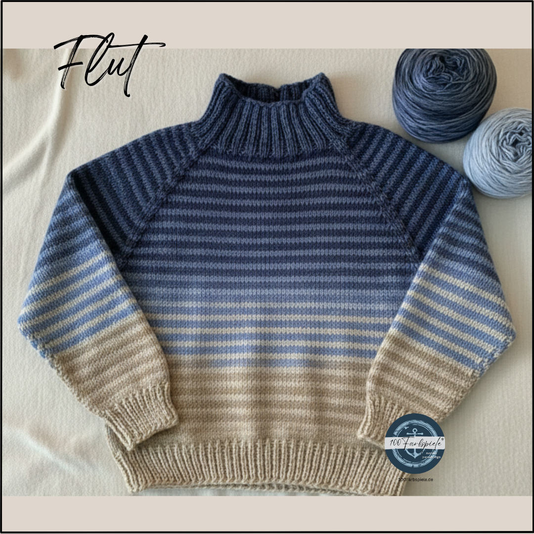 100Farbspiele Strickanleitung " Ebbe&Flut" TopDown Sweater  -DOWNLOAD - - 100Farbspiele