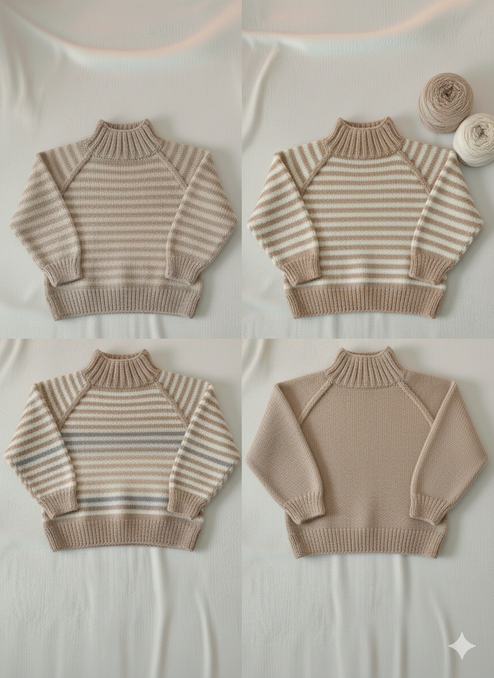 100Farbspiele Strickanleitung " Ebbe&Flut" TopDown Sweater  -DOWNLOAD - - 100Farbspiele