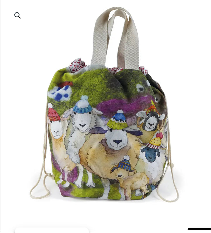 Große Beuteltasche von Emma Ball® Schafe in Pullovern