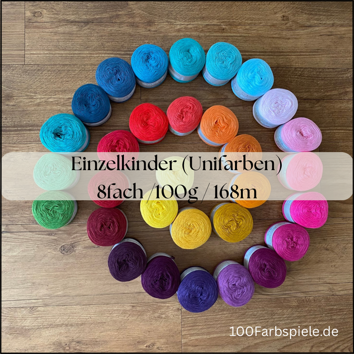 * NEU * Einzelkinder 8fach 168m/100g in 100 UNIFARBEN - 100Farbspiele