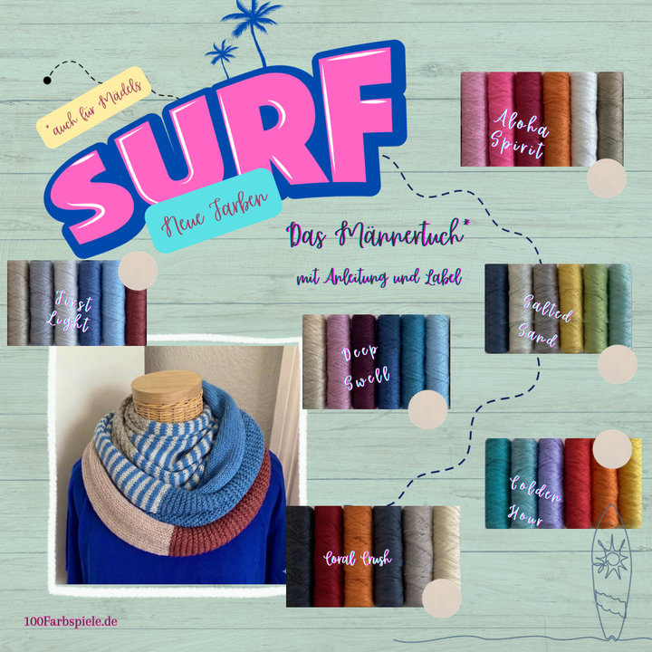 SURF - Das Männertuch - mit Anleitung und Label ** 6 NEUE FARBEN ** - 100Farbspiele