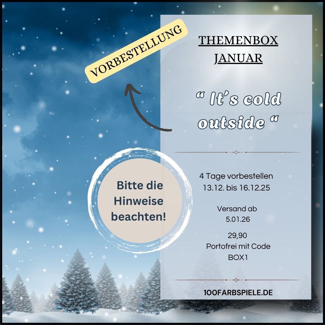 Vorbestellung 100Farbspiele Themenbox Januar " It´s cold outside" - Portofrei mit Code - Nur 4 Tage!