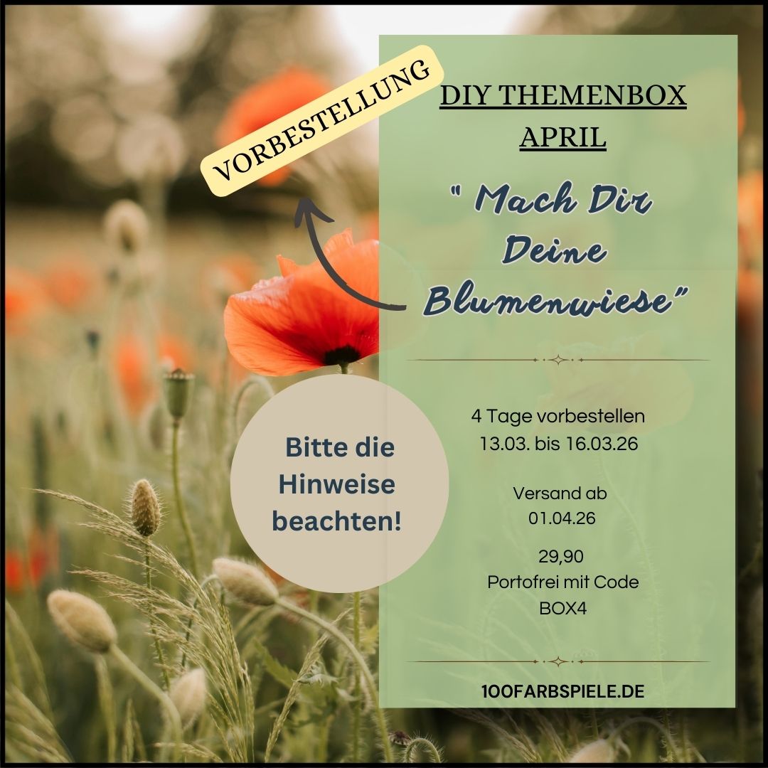 Vorbestellung 100Farbspiele Themenbox April "Mach Dir Deine Blumenwiese" - Portofrei mit Code - Nur 4 Tage! - 100Farbspiele