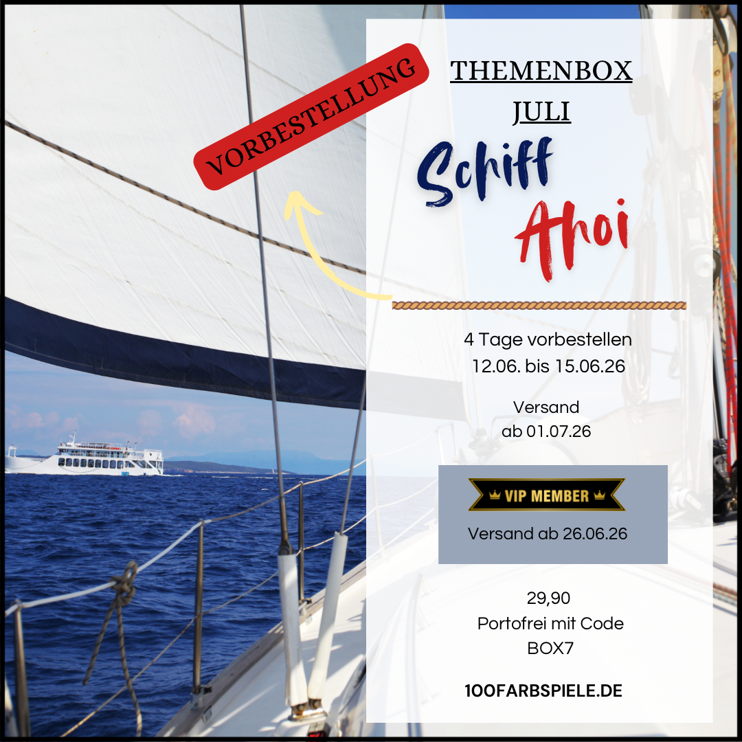 Vorbestellung 100Farbspiele Themenbox Juli "Schiff Ahoi" - Portofrei mit Code - Nur 4 Tage!