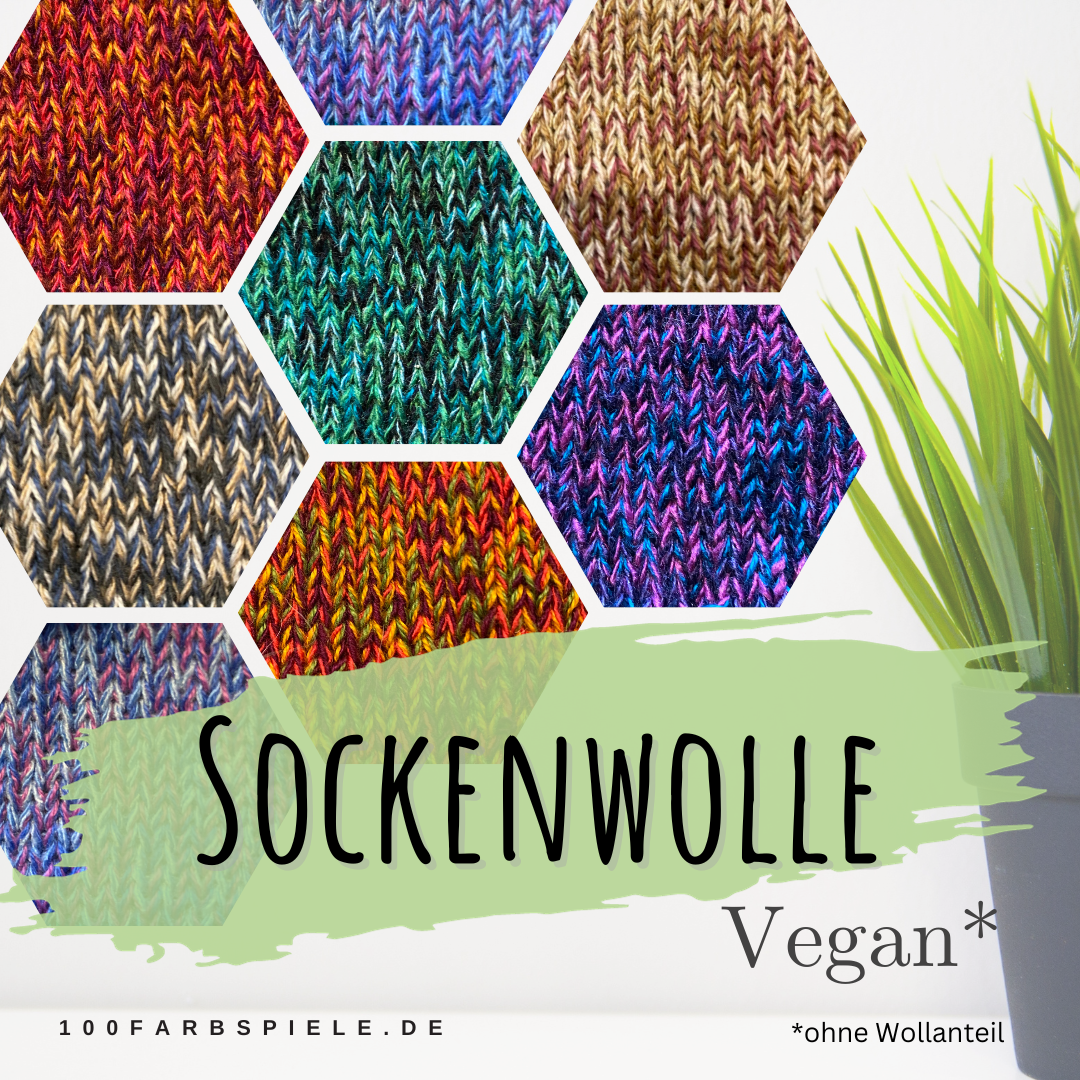 100Farbspiele  * Sockenwolle / Strumpfwolle <br>vegan ohne Wolle * limitiert *<br> 4 neue Farben!
