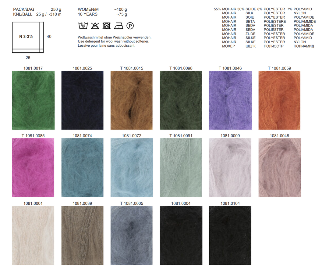 LANGYARNS Lace Lamé  ** Mohair mit Seide und feinem Lurex - 100Farbspiele