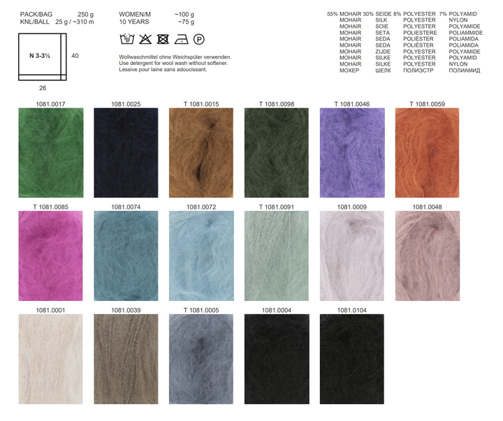 LANGYARNS Lace Lamé  ** Mohair mit Seide und feinem Lurex - 100Farbspiele