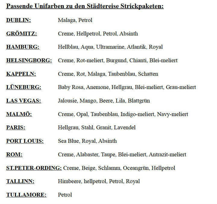 Städtereisen 6 Farben in einem Paket - 100Farbspiele