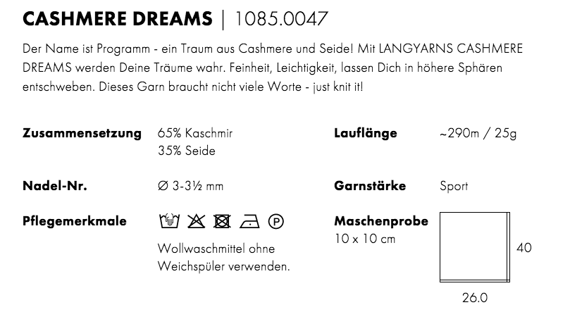 LANGYARNS Cashmere Dreams ** 26 Farben